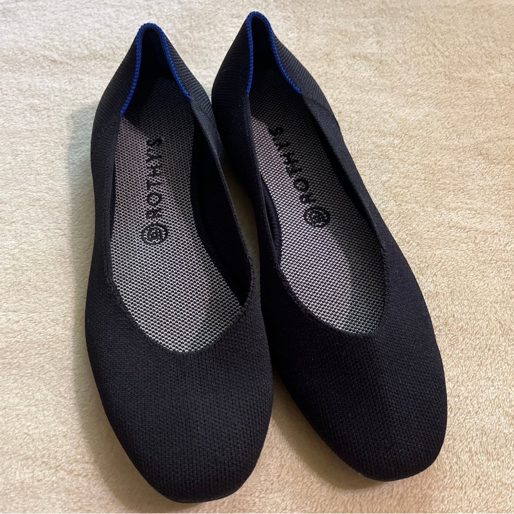 Rothy Classic Rounded Toe Solid Black Flats - image 1